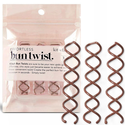 KITSCH Brown Bun Twists 3pc Set