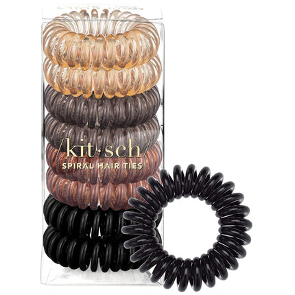 KITSCH Brunette Spiral Hair Ties 8pc Set