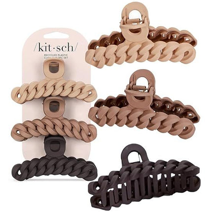 KITSCH Neutral Chain Claw Clips 3pc Set