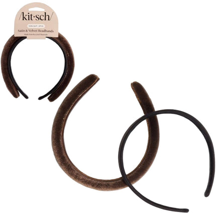 kitsch Black & Chocolate Satin & Velvet Headbands