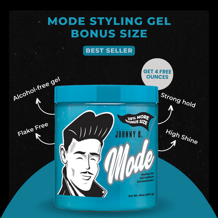 Johnny B Mode Hair Styling Gel 20oz Limited Bonus Size