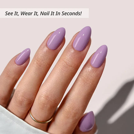 Detailed close-up of BTArtboxnails Orchid Dew soft gel nails, showing the "syrup" translucency, high-shine top coat, and natural almond apex.