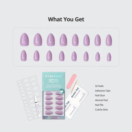 BTArtboxnails X-Coat Soft Gel Press On Nails - Orchid Dew (Short Almond)