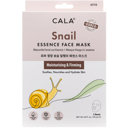 Cala Essence Facial Masks: Snail (5PK)