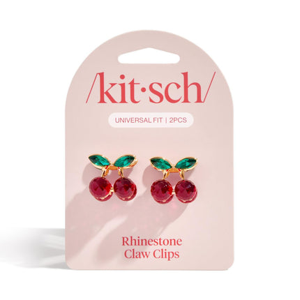 kitsch Cherry Rhinestone Claw Clips 2pc Set - Mini