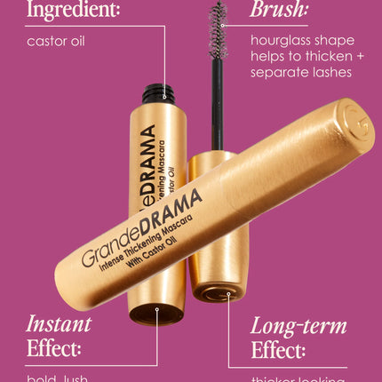 Grande Cosmetics GrandeDRAMA Intense Thickening Mascara with Castor Oil