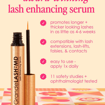 Grande Cosmetics Travel Size GrandeLASH-MD Lash Enhancing Serum, 6 Week Supply