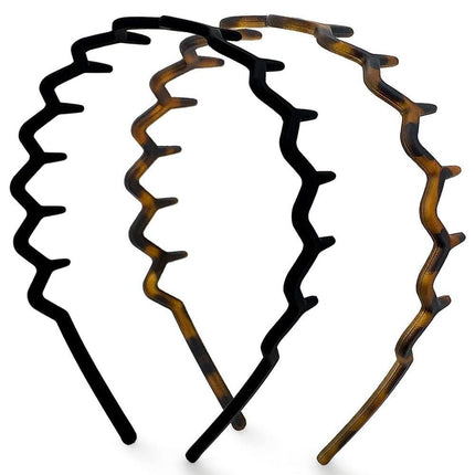 KITSCH Black & Tort Zig Zag Headbands 2pc Set
