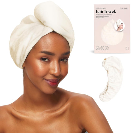 kitsch Organic Bamboo Hair Towel - White