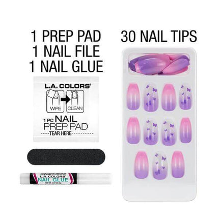LA Colors True Beauty Nail Frill Artificial Coffin Medium Length Nail Tips