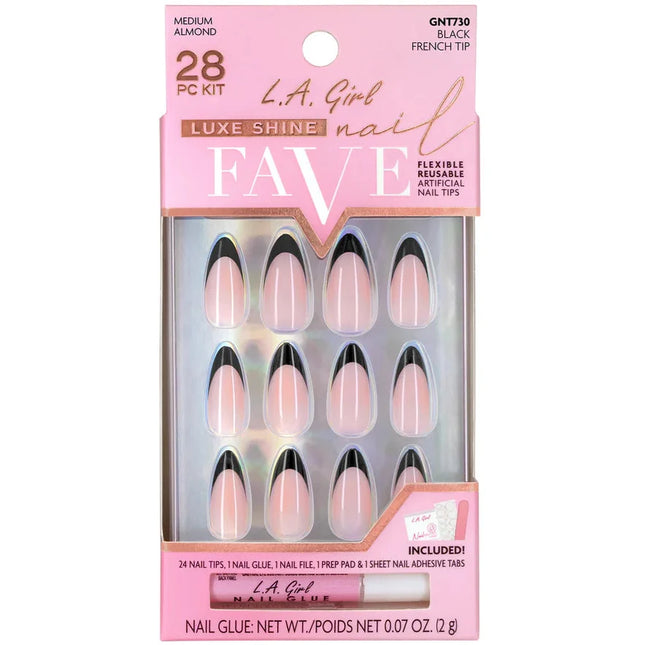 LA Girl Luxe Shine Fave Nail Tips - Black French