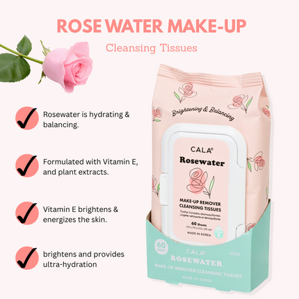 CALA Makeup Remover Cleansing Tissues: Rose Water (60 Sheets)