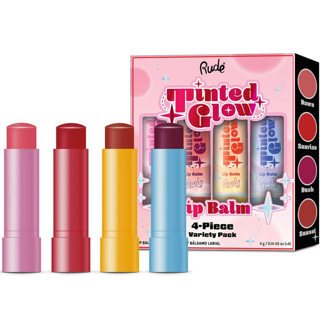 Rude Cosmetics Tinted Glow Lip Balm (4 Piece Set)