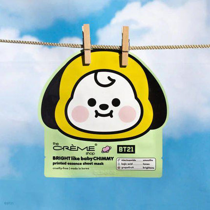 The Creme Shop BRIGHT Like Baby CHIMMY Printed Essence Sheet Mask - Niacinamide, Kojic Acid, Grapefruit