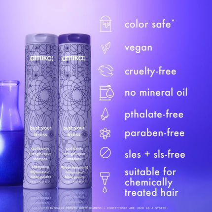 Amika Bust Your Brass Cool Blonde Repair Shampoo