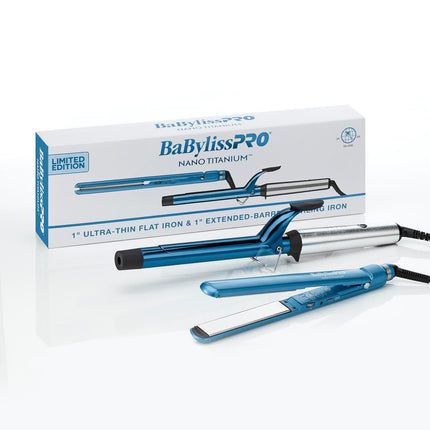 BaBylissPRO Nano Titanium 1" Extended-Barrel Curling Iron & 1" Ultra-Thin Flat Iron Gift Set