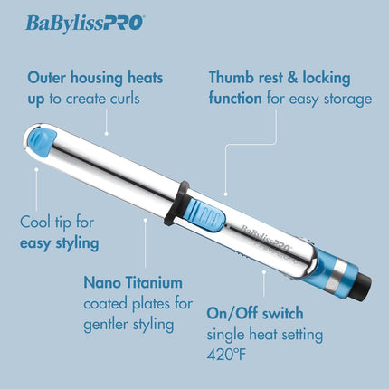 BaBylissPRO Nano Titanium Prima2000 3/4" Travel Size Stainless Steel Mini Iron