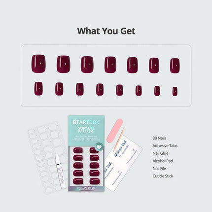 BTARTBOXNAILS Blackberry Square Nails - Soft Gel Press On