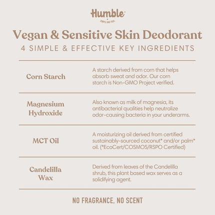 Humble Brands Aluminum Free Deodorant Vegan & Sensitive Plastic Free