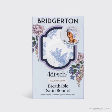 kitsch Bridgerton x Kitsch Breathable Satin Bonnet in Garden Toile