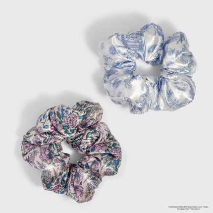 kitsch Bridgerton x Kitsch Satin Pillow Scrunchies® in Toile in Bloom