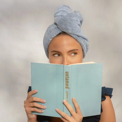 kitsch Coastal Blue Plush Microfiber Hair Towel Turban