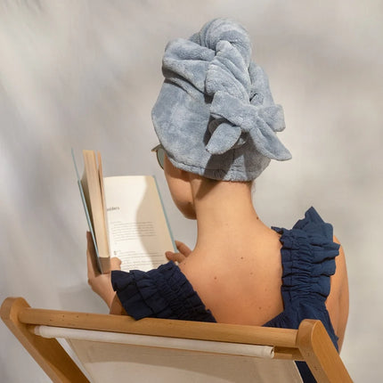kitsch Coastal Blue Plush Microfiber Hair Towel Turban