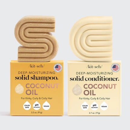 kitsch Coconut Oil Shampoo and Conditioner Set – Deep Moisturizing for Dry Damaged Hair