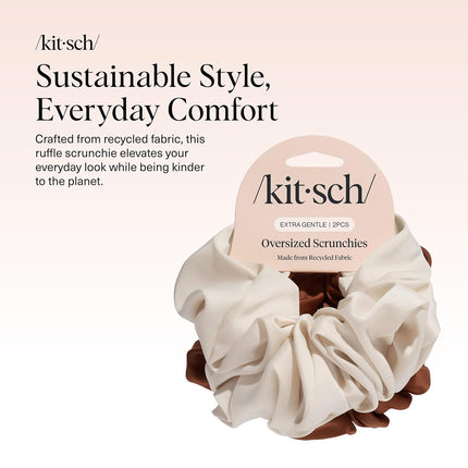 kitsch Cream & Camel Oversized Scrunchies