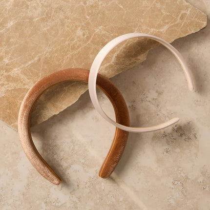 kitsch Cream & Camel Satin & Velvet Headbands