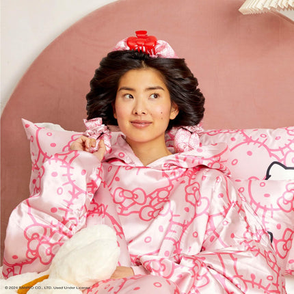 kitsch Hello Kitty x Kitsch XL Satin Heatless Styling & Bow Claw Clip 4pc Set