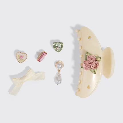 kitsch KitschPop™️ Curved Claw Clip & Charms in Pearlized Cream