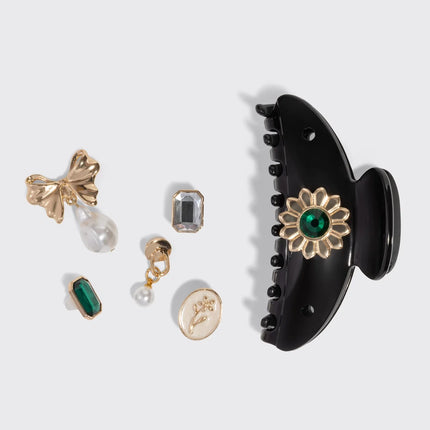 kitsch KitschPop™️ Curved Claw Clip & Charms in Vintage Black