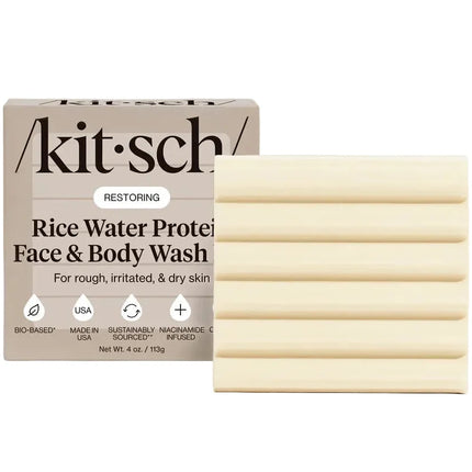 kitsch Rice Water Protein Restoring Face & Body Wash Bar