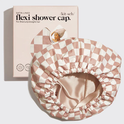 kitsch-terracotta-checker-satin-shower-cap-1
