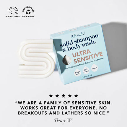 kitsch 2-in-1 Ultra Sensitive Shampoo Bar & Body Wash + Conditioner Bar & Shaving Soap