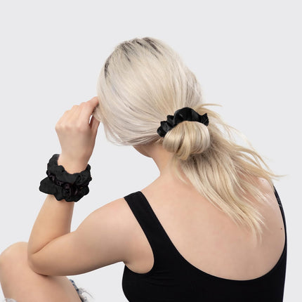 kitsch Black Satin Sleep Scrunchies 5pc Set