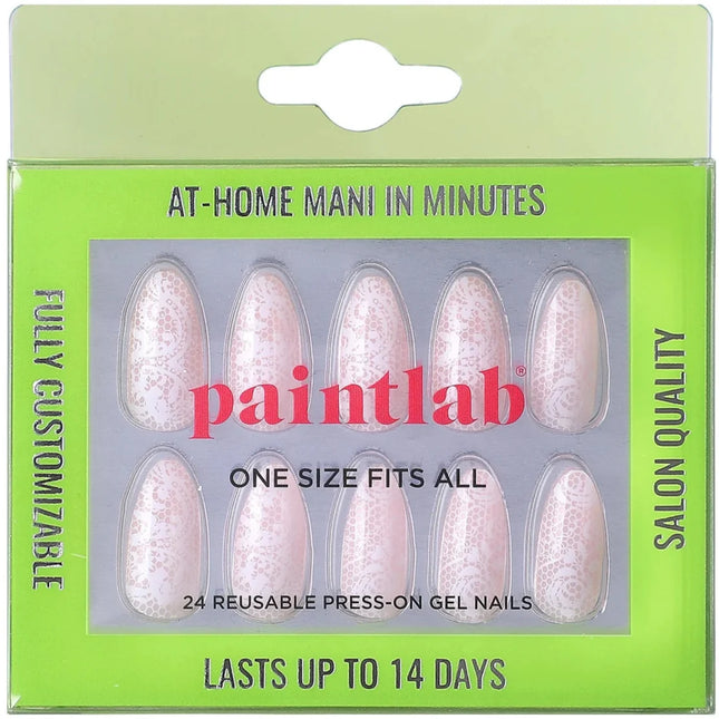 Paint Lab Beige Lace Almond Press-on Nails