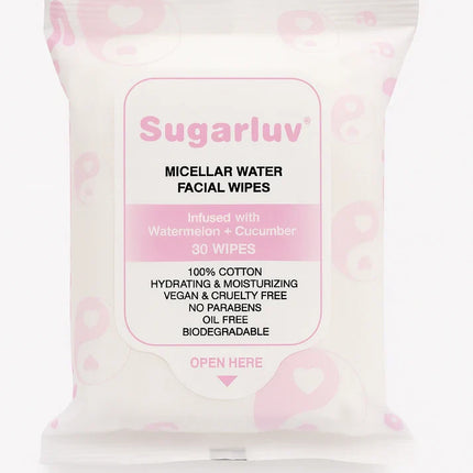 Sugarluv Micellar Water Facial Cleansing Wipes infused with Watermelon & Cucumber extracts 30ct