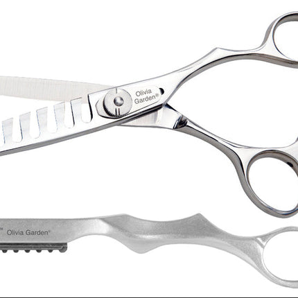 Olivia Garden TextureCut Shears - 9-teeth Chunking Shear & Razor Case Deal